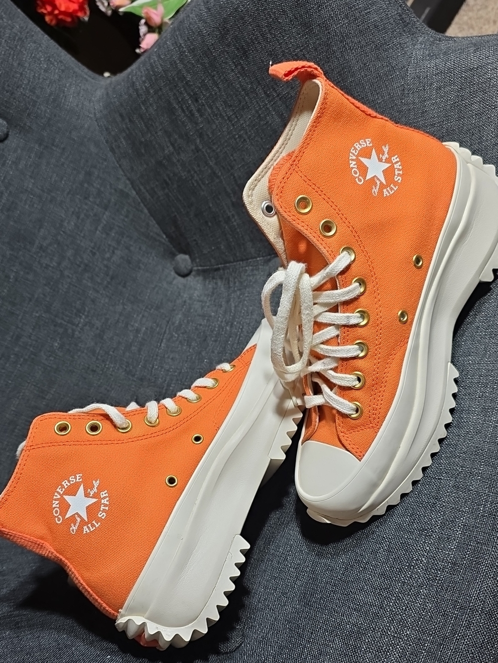 Converse Orange High-Top Platform Sneakers